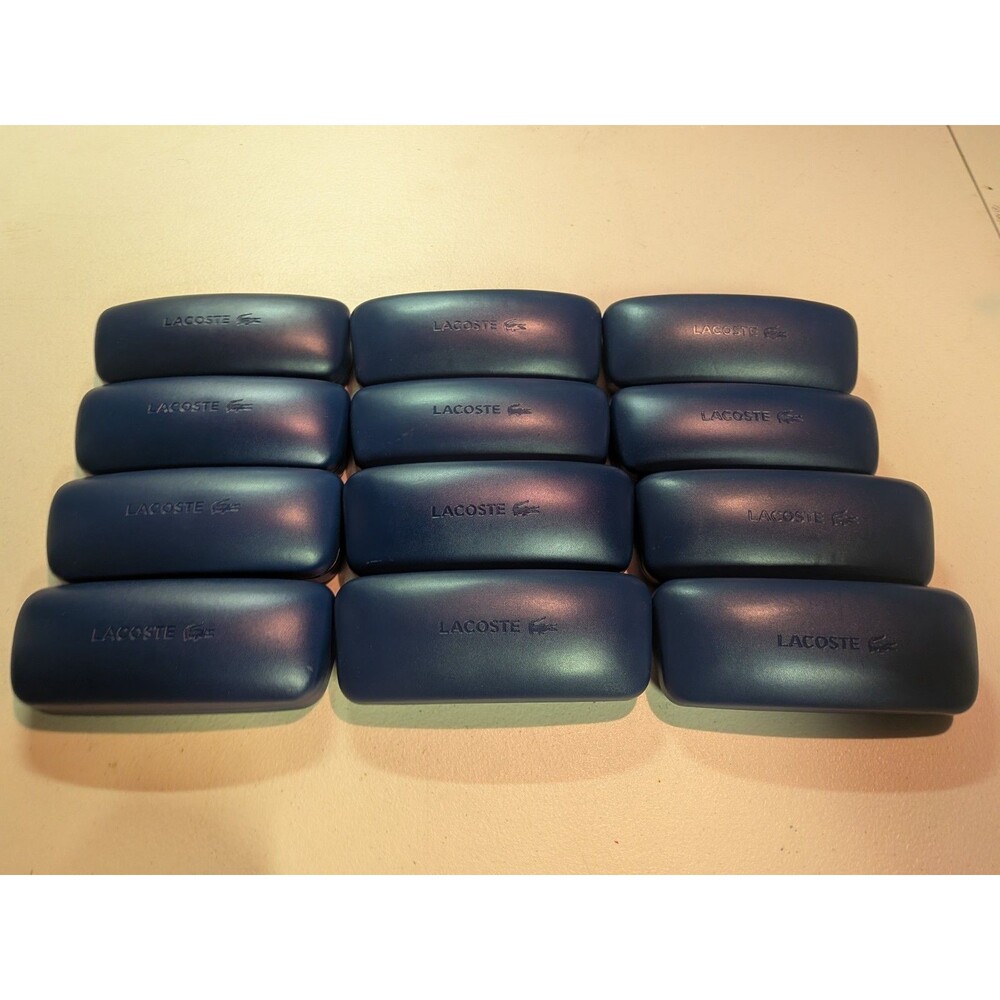 Lot Of 12 Lacoste Eyeglass Sunglass Clamshell Case Holder Blue - CASES ONLY
